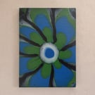 Acrylic Pour Art Canvas, Wall Art - Green, Blue, White & Black Colour Scheme