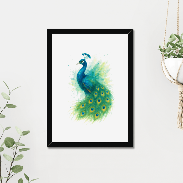 Peacock Watercolour Print - A5 to A3 Giclee Print (Unframed)