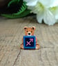 Sagittarius Bear Pin, Handmade Tiny Star Sign Wooden Teddy Badge