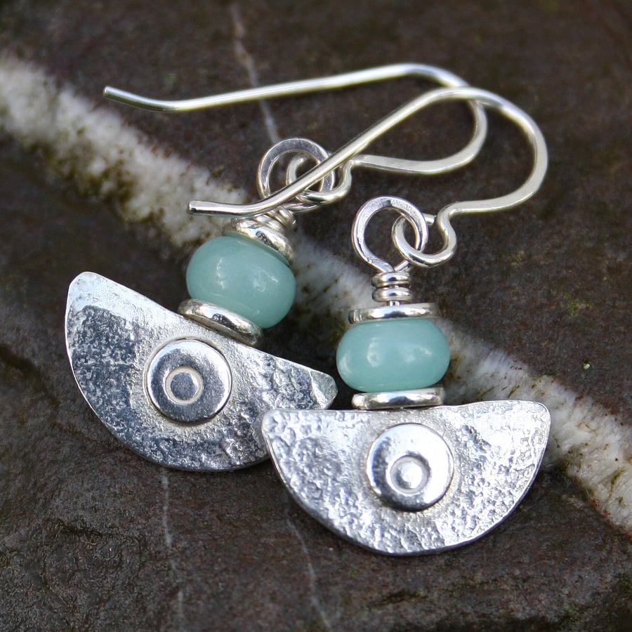 Silver and amazonite earrings Ulu tribal 