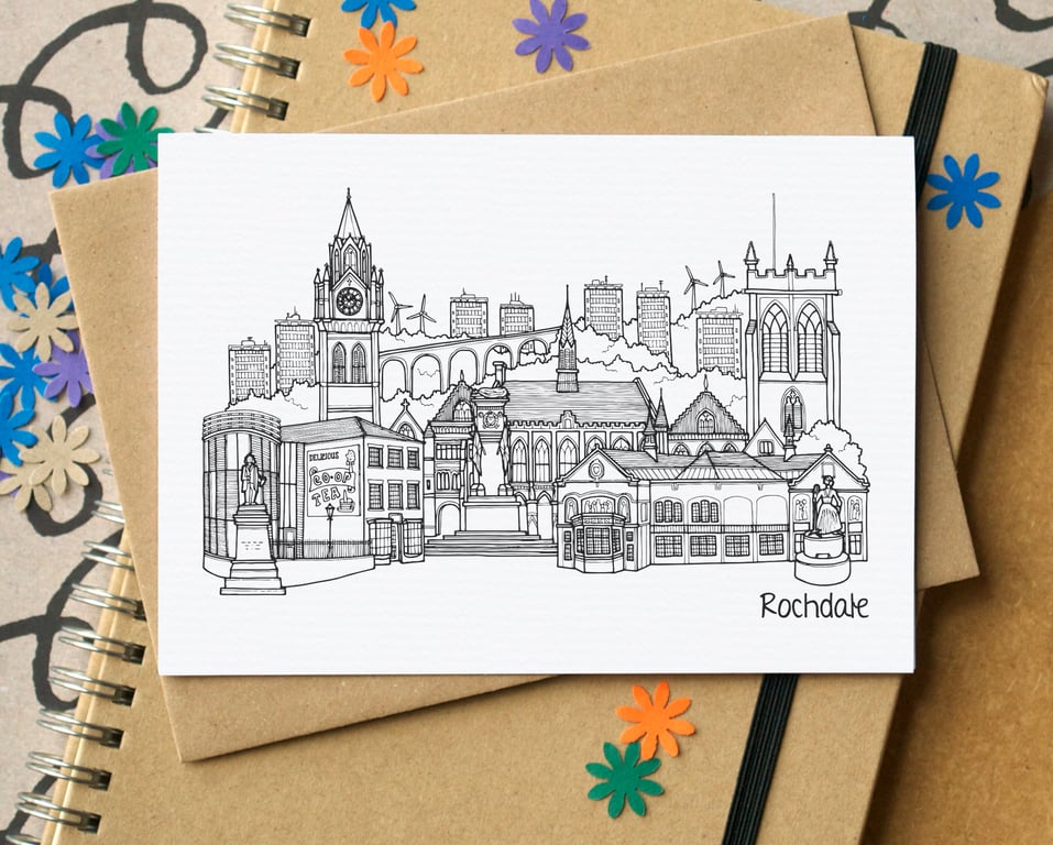 Rochdale Skyline Greetings Card
