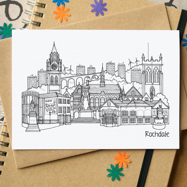 Rochdale Skyline Greetings Card