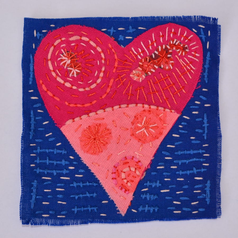 Hand embroidered heart picture