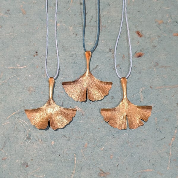 Brass Ginkgo Leaf Pendant
