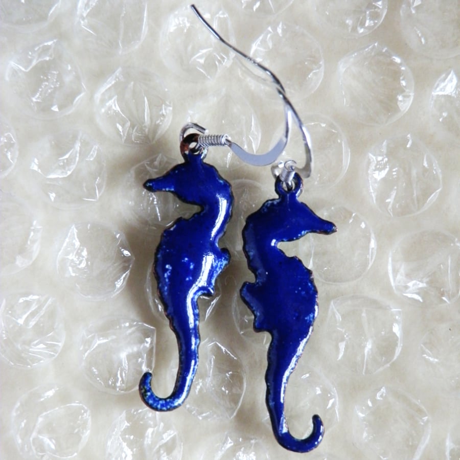 blue seahorse earrings