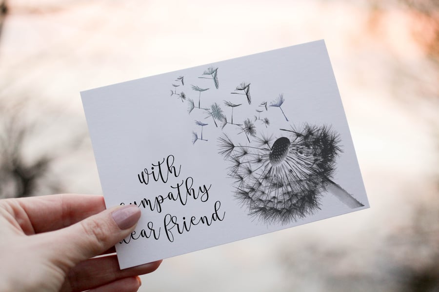 With Sympathy Dear Friend Card, Death Acknowledgement Card, Personalised