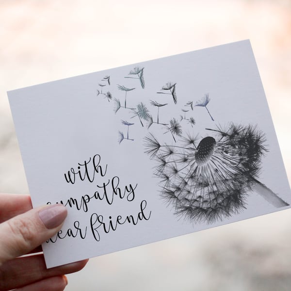 With Sympathy Dear Friend Card, Death Acknowledgement Card, Personalised