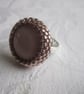 Rose Gold and Brown Beadwork Ring - Image 2