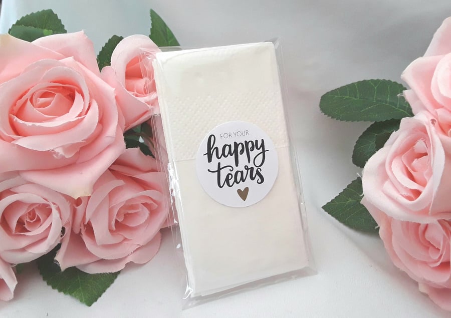 FULLY ASSEMBLED Tissues, Happy Tears Tissue Pack, Happy Tears Wedding Favour