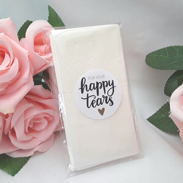 FULLY ASSEMBLED Tissues, Happy Tears Tissue Pack, Happy Tears Wedding Favour