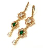 Emerald Green Crystal Gold Earrings, Wedding Jewellery, Gift for Her - Image 2