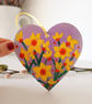 Daffodil Hanging Decoration Purple Heart Yellow Flowers Painting