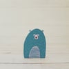 Folky Teal Bear , Handmade Wooden Bear, Reclaimed Wood, Low Waste