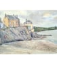 Blank greetings card A5 Cawsand Beach Cornwall from original watercolour - Image 2