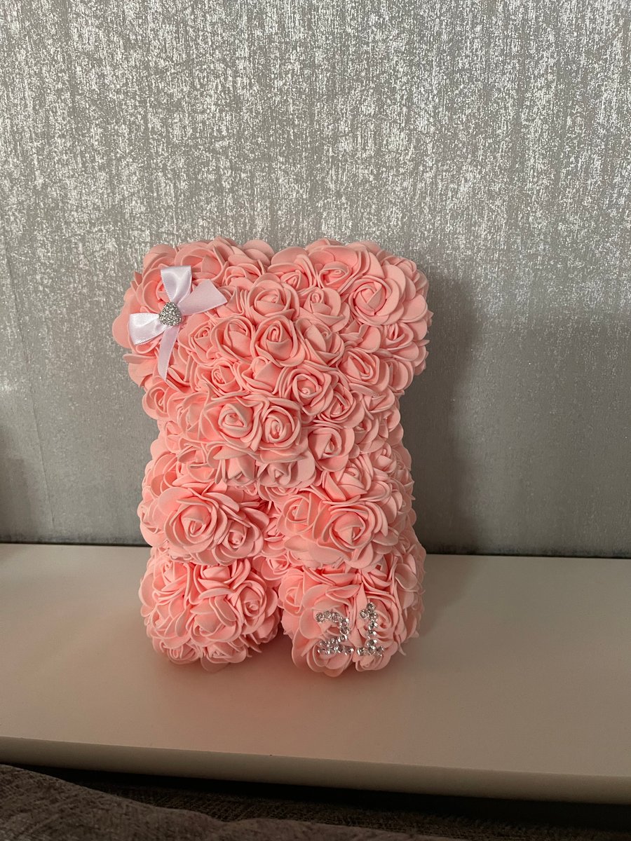 Diamanté age or heart rose bear