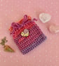 Handmade Crochet Crystal & Pendulum Pouch Travel Crystal Bag Heart Decoration  - Image 2