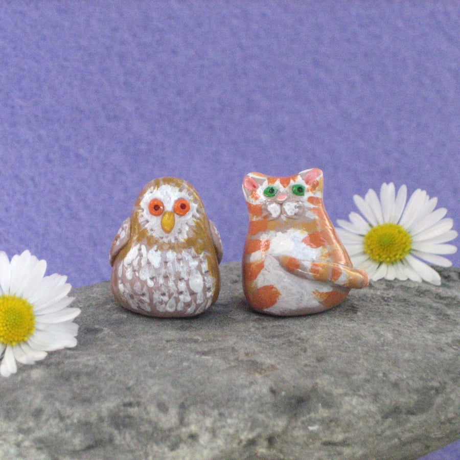 Owl and Cat Collectable Miniature