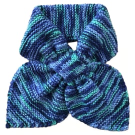 Blues And Greens Mix Ascot Scarf Neck Warmer Wrap (R862)