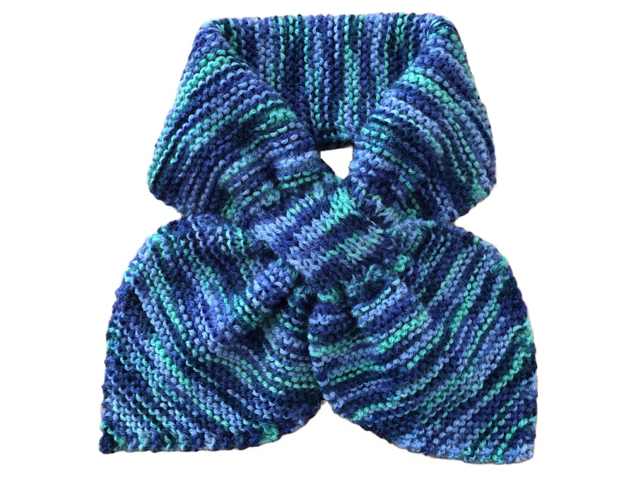 Blues And Greens Mix Ascot Scarf Neck Warmer Wrap (R862)