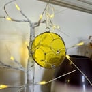 Yellow stained glass bauble, round Christmas tree deocration, glass ornament
