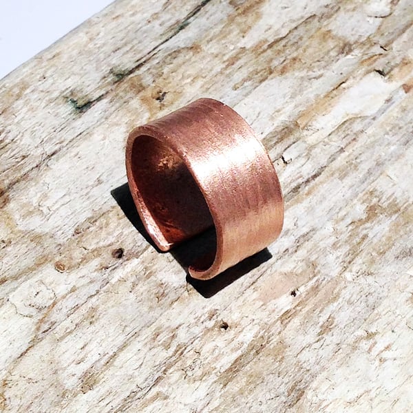 Textured Copper Open Ring  UK Size J (RGCUOPJ1)  - UK Free Post