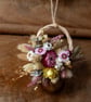Mini dried flower pink and yellow wreath gift hanging - Image 2