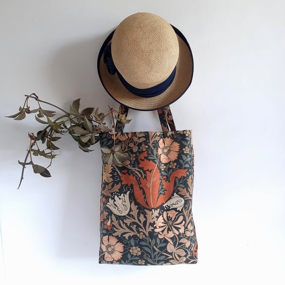  Tote bag vintage William Morris Compton recycled autumnal print foldaway pouch