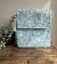 Chicken Themed Handmade Insulated Lunch bag on Duck-Egg Blue Background