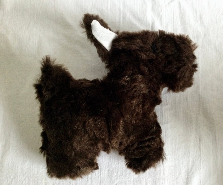 Brown toy dog. Small stuffed dog toy. Small gift for dog lover.