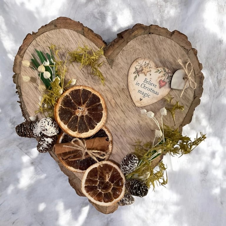 Rustic Christmas Wall Hanging with Dried Orange, Cinnamon & Pinecones.