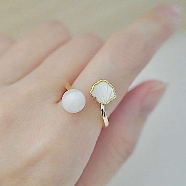 Freshwater Pearl Adjustable Gold Plated Ring