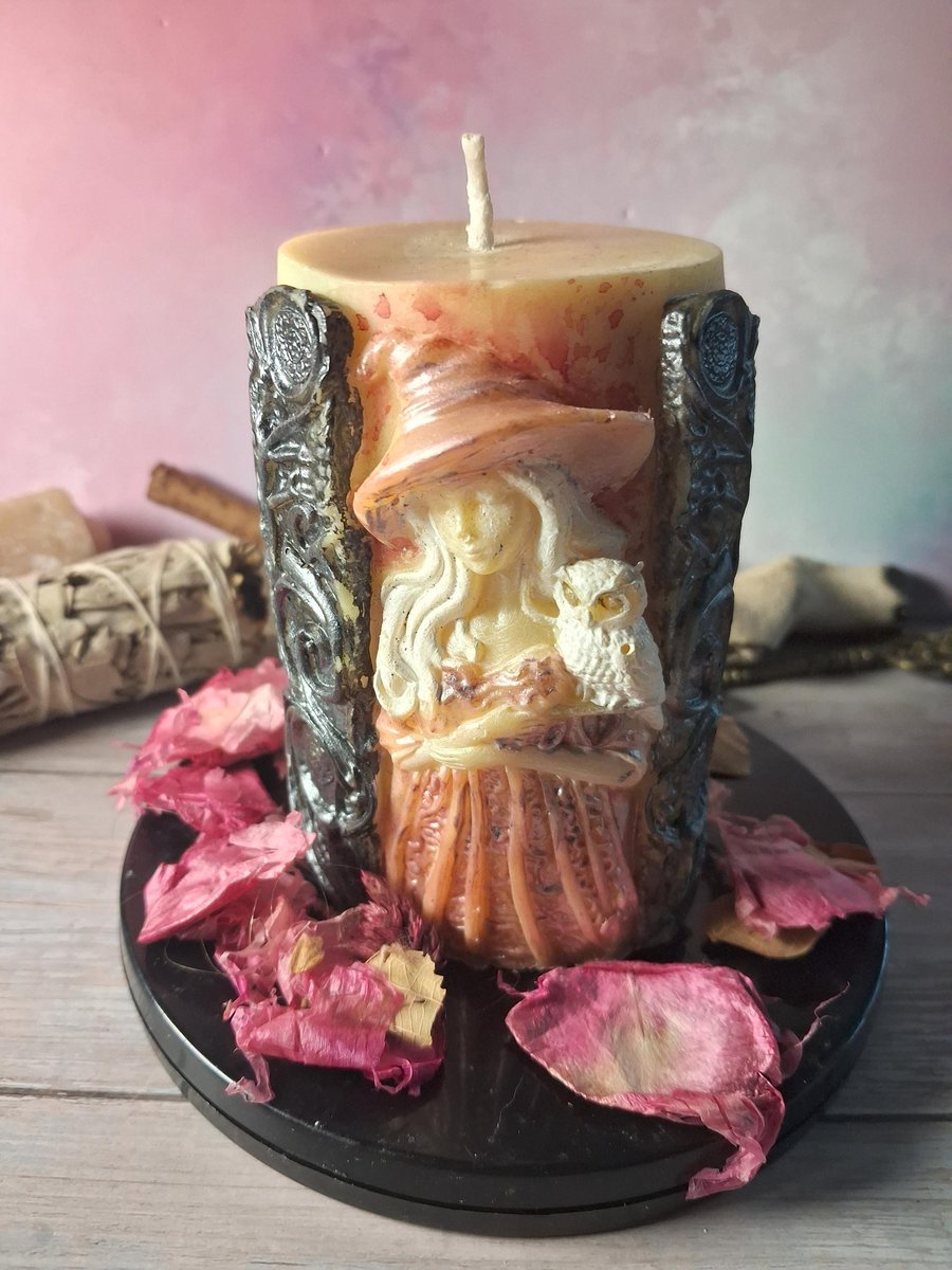 Decorative Hand Painted Witch Candle