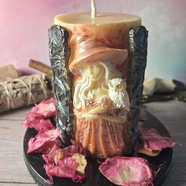 Decorative Hand Painted Witch Candle