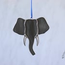 Stained Glass Grey & White Elephant Head Suncatcher
