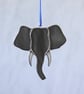 Stained Glass Grey & White Elephant Head Suncatcher