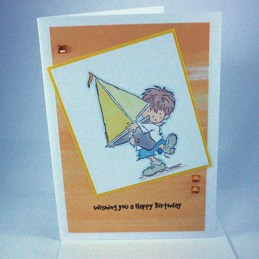 Handmade card - birthday boy with sailing boat 