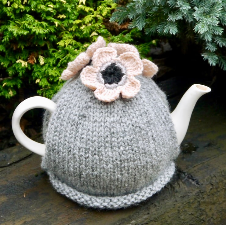 Grey Tea Cosy Blush Flowers Folksy