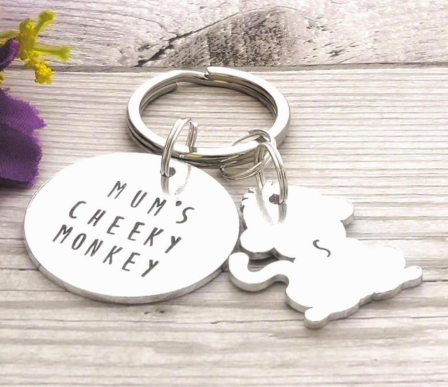 Mum Keyring - Mummy’s Cheeky Monkeys - Personalised Mother Gifts - Unique Parent