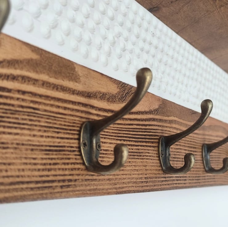 Solid Pine Coat Rack with Shelf, Carved Wood En... - Folksy