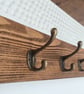 Solid Pine Coat Rack with Shelf, Carved Wood Entryway Hooks, Brass Hooks - Image 3