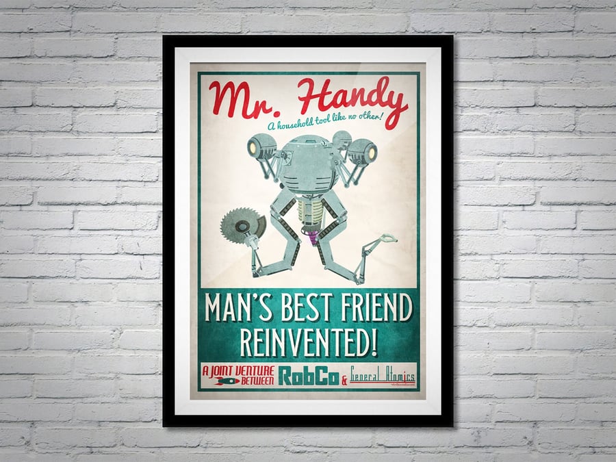 Fallout Mr Handy Advert Video Game Gamer Poster Print Wall Art Gift 