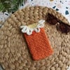 Crochet Daisy Glasses Case, Phone Case Spice, Burnt Orange