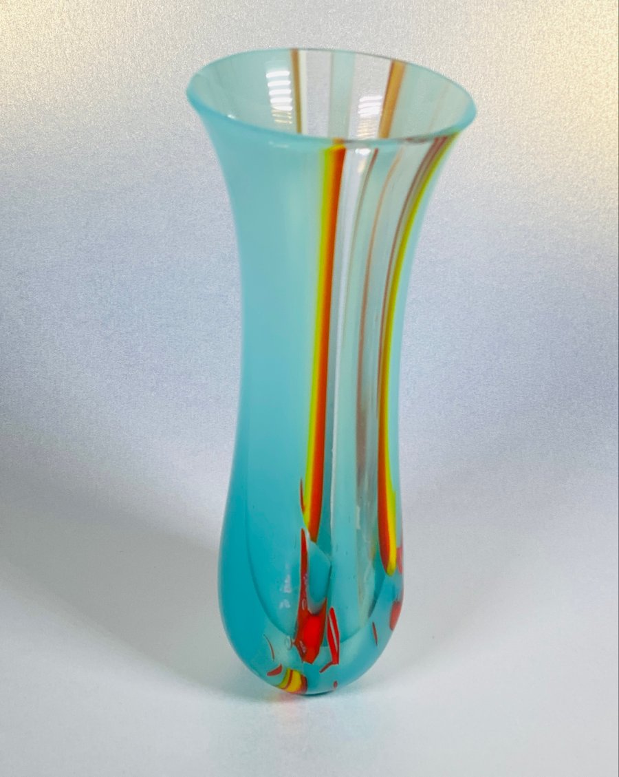  “Summer “ Fused glass vase. Drop vessel 
