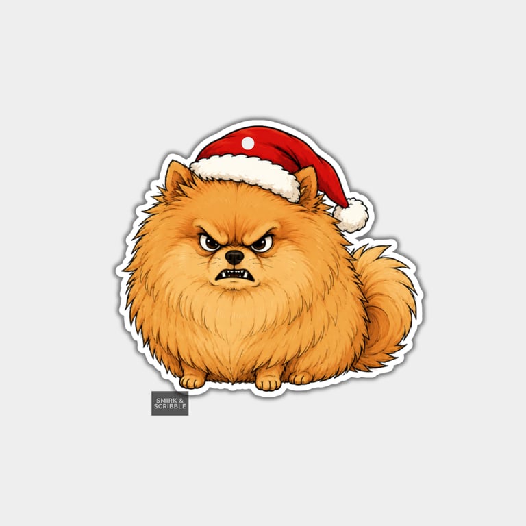 Unique Funny Christmas Gift Tags For Adults, 6pk - Angry Dog In Santa Hat