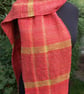 Handwoven Scarf in Reds, Orange and Green - Image 8