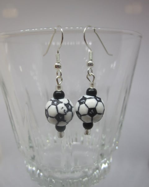 A Pair of Black and White Themed Earrings.