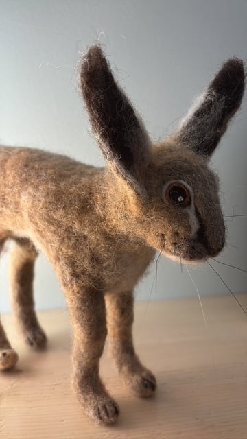 Needle Felted Hare, Needle Felted Rabbit, Hare Wool Sculpture, Felted Hare,