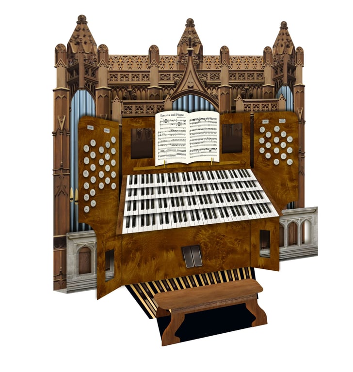 Cathedral Pipe Organ 3D music greeting card