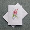 hand painted rose blank greetings card ( ref F379.S4)