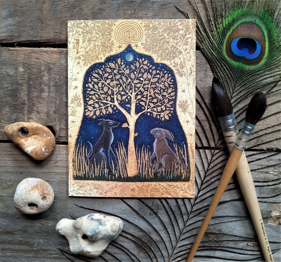 The Two Magicians Greetings Card by Hannah Willow 